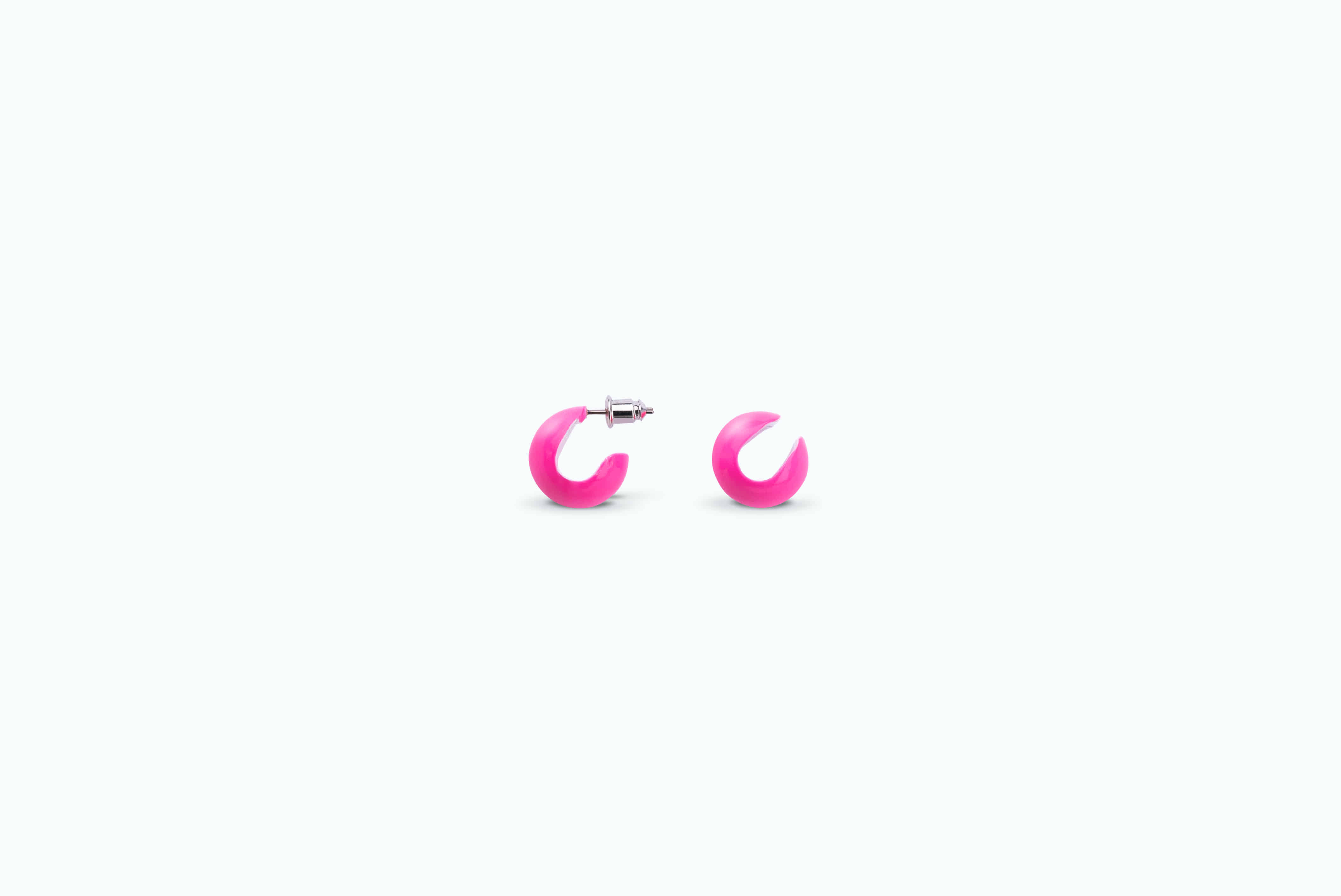 [한채영, 허영지 착용] 아이코닉 원형 이어커프+이어링 set | Neon pink